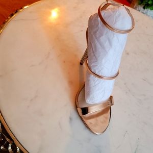 Sophia Webster Rosalind Crystal Heel Strappy Leather Sandals 40 Rose Gold $495